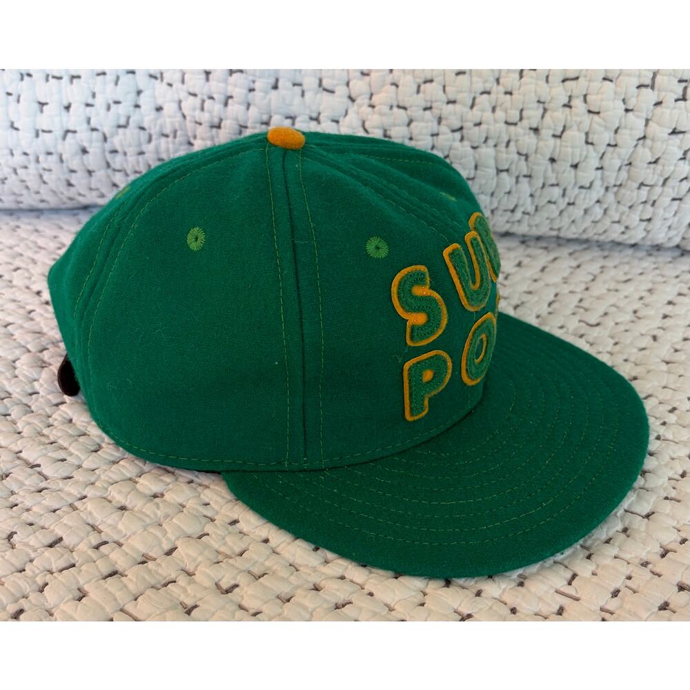 Sub Pop Wool Hat Green USA Nirvana Adjustable Seattle Ebbets Field Flannels